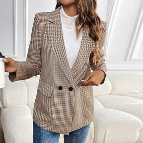 Suit One Button Houndstooth Suit Jacket For Women