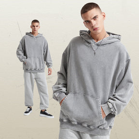 Distressed Hooded Sweater Loose Wash Men