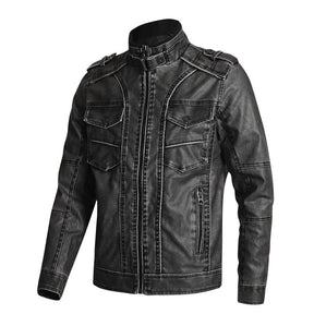 Thick PU Leather Coat Men's Fashion Casual