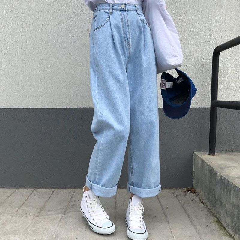 Women's New Straight Leg Pants Loose Retro Casual Jeans Women