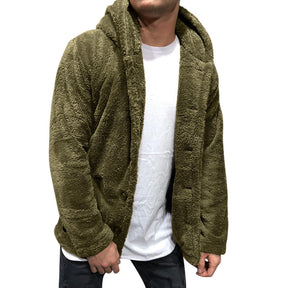 Winter Men's Hooded Solid Color Jacket Sweater