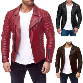 Men's Leather Jacket Pie Overcome Motorcycle  Leather Jacket