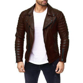 Men's Leather Jacket Pie Overcome Motorcycle  Leather Jacket