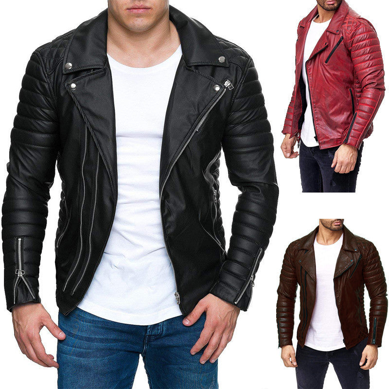 Men's Leather Jacket Pie Overcome Motorcycle  Leather Jacket