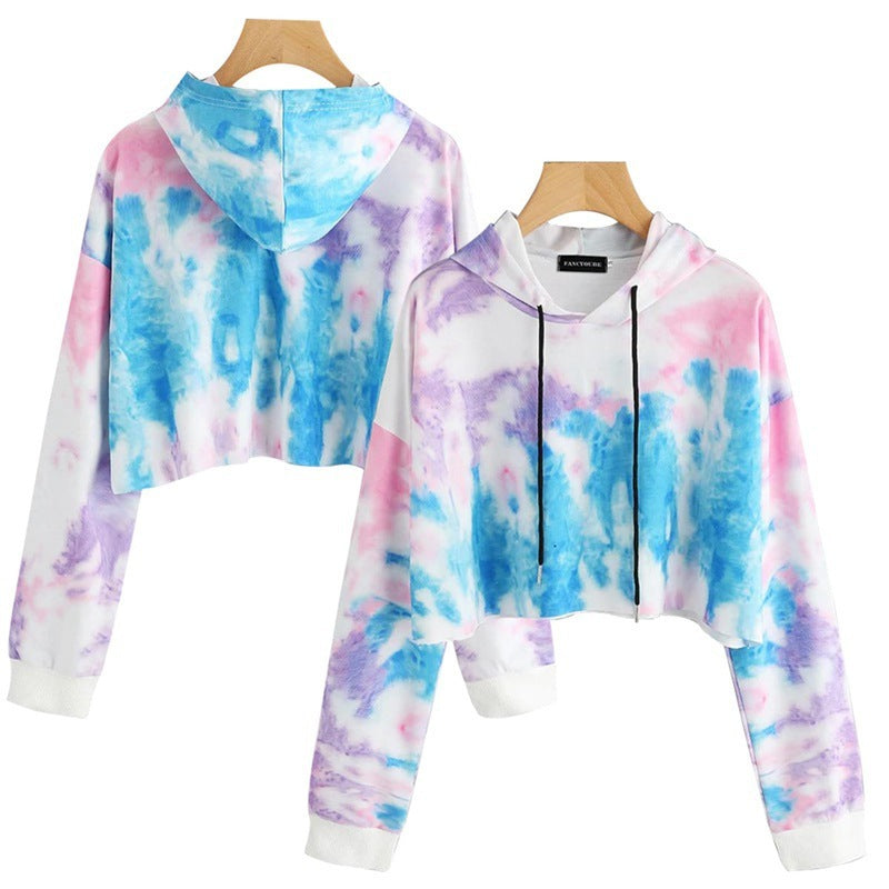 Printed short-sleeved long-sleeved hooded sweatshirt