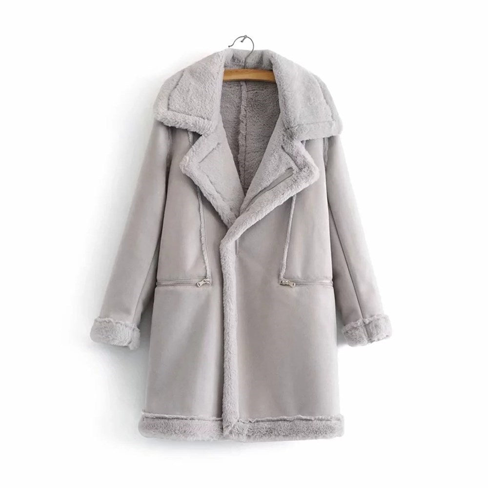 Medium And Long Thickened Warm Lamb Wool Coat Cotton Clothing