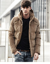 Autumn and winter men's hooded padded corduroy down cotton men's casual wild trend coat