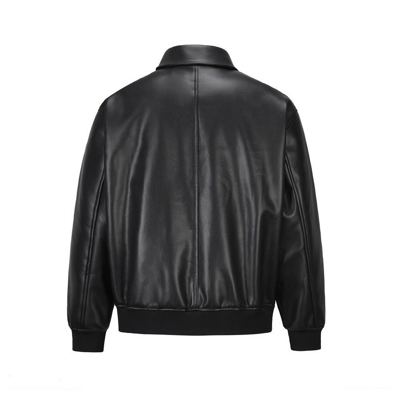 European And American High Street Fashion Brand Pu Lapel Retro Leather Jacket