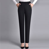 Thin Elastic High Waist Denim Straight-leg Trousers