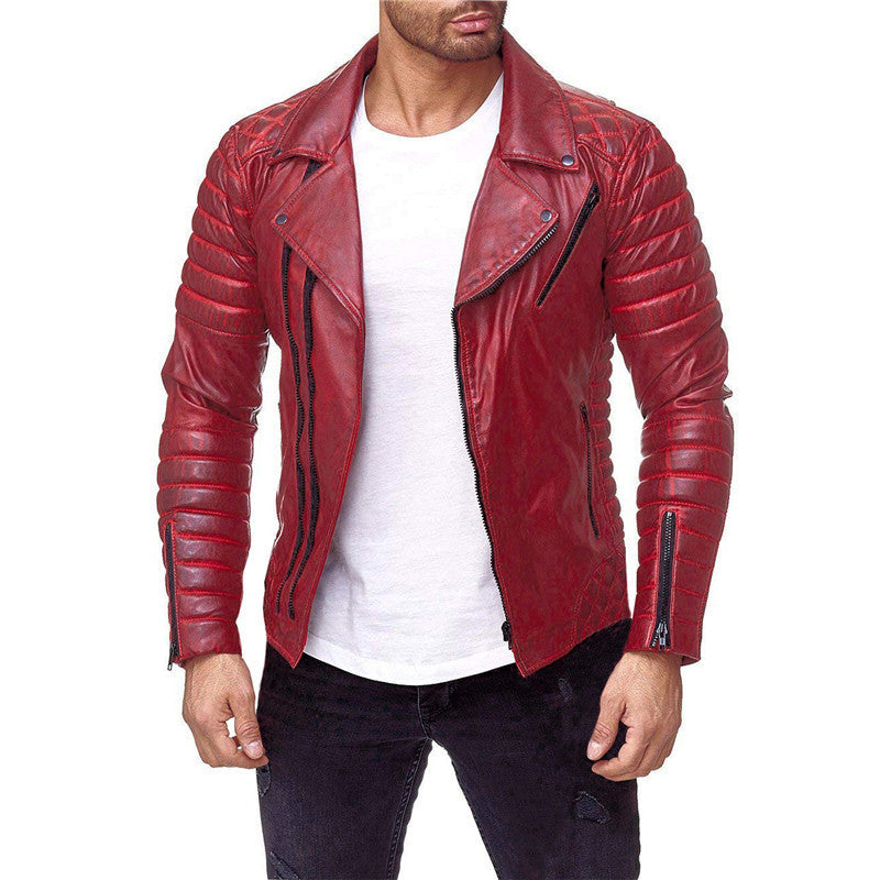 Men's Leather Jacket Pie Overcome Motorcycle  Leather Jacket