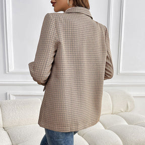 Suit One Button Houndstooth Suit Jacket For Women