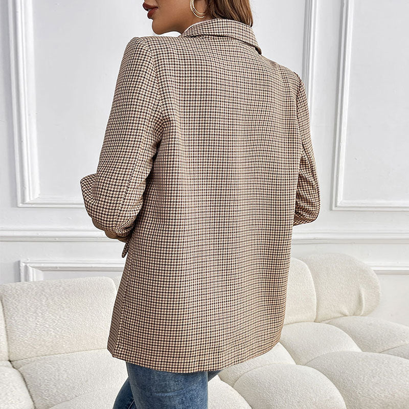 Suit One Button Houndstooth Suit Jacket For Women