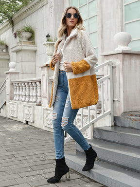 Mid-length Lapel Wool Cardigan Bubble Fleece Jacket