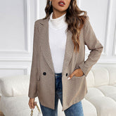 Suit One Button Houndstooth Suit Jacket For Women