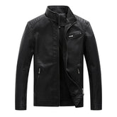 New Men's Leather Jackets Plus Velvet Solid Color