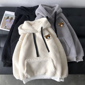 Lamb Wool Sweater Hooded Women