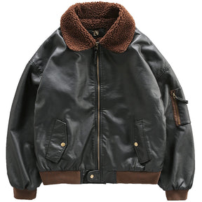 Air Force Pilot Fleece-lined Thick Leather Coat Men's Leather Jacket Coat