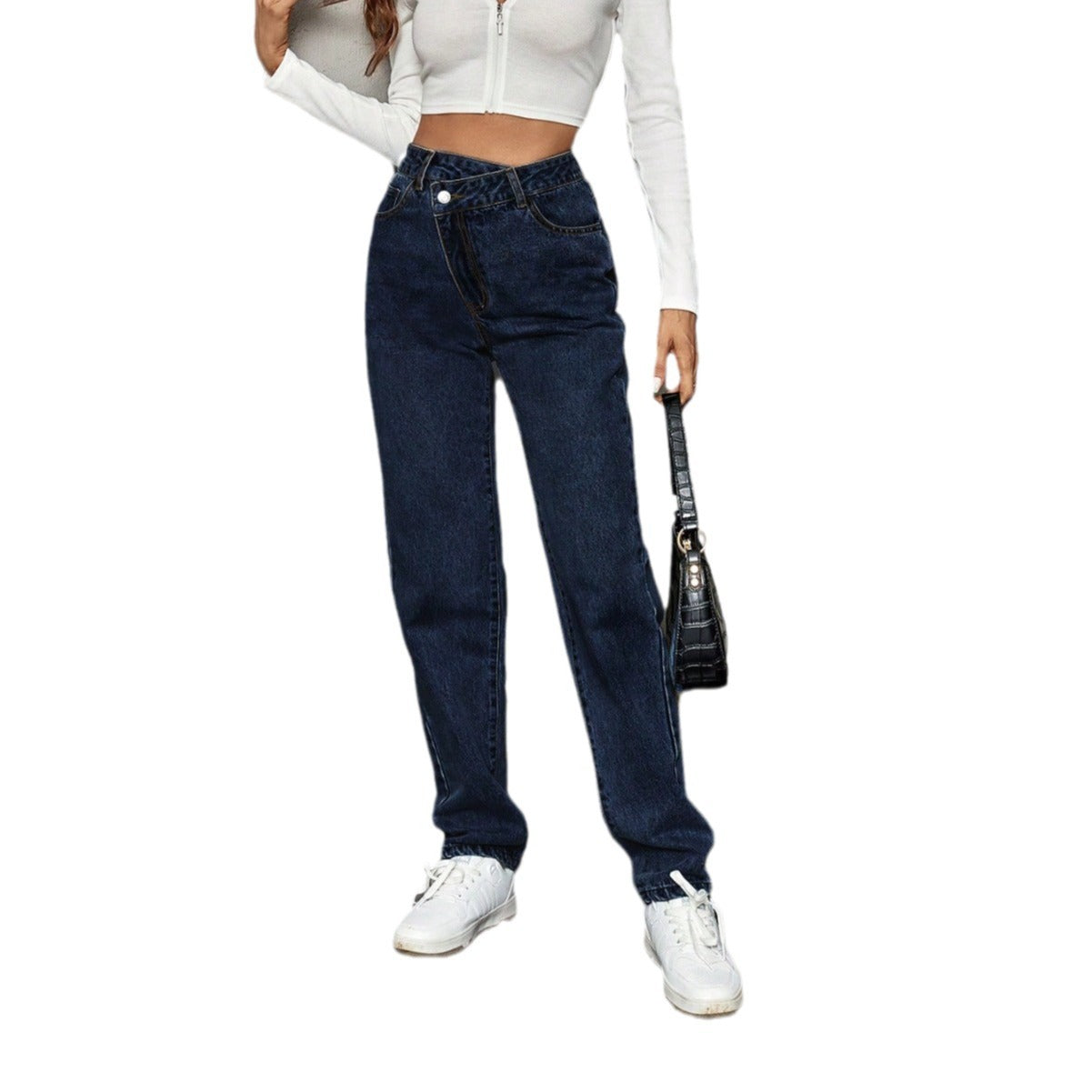 Women's Casual High Waist Loose Denim Trousers