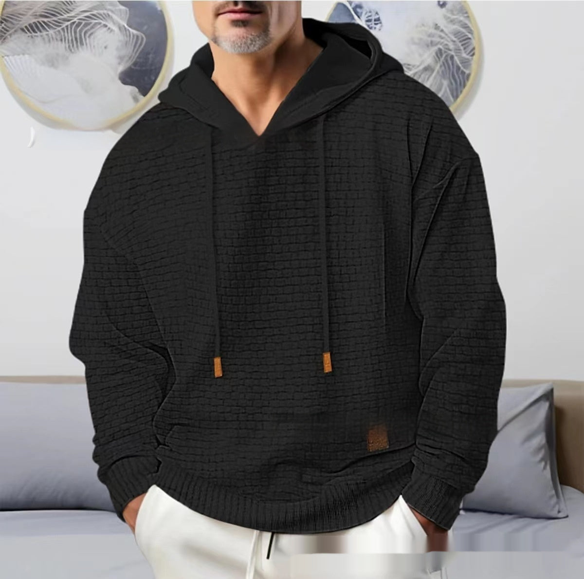 European And American Men's Jacquard Sweater Hooded