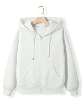 New Outdoor Drawstring Hoodie Zipper Pocket Casual Sweatshirt