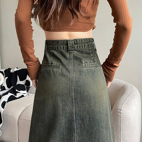 Women's High Waist Front Slit Skirt