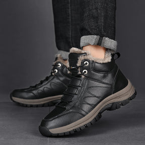 Winter Boots For Men Warm Leather Shoes With Plush