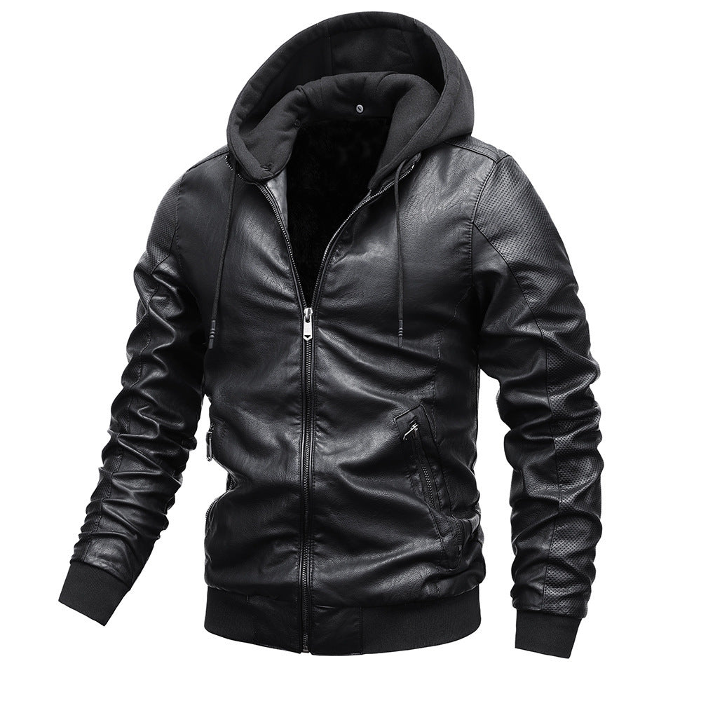 Winter Stand-collar PU Jacket Leather Jacket Men