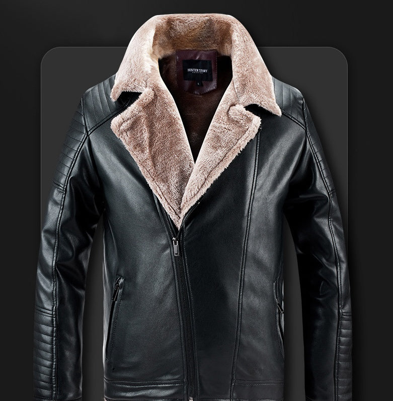 Slim Fit Lapel Plus Velvet Padded Jacket