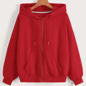 New Outdoor Drawstring Hoodie Zipper Pocket Casual Sweatshirt