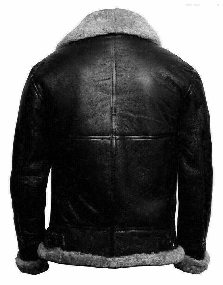 Men's Leather-fur One-piece Lapel Winter Cold-proof Leather Jacke