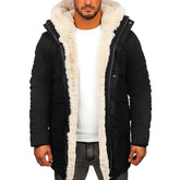 Fur Integrated Hooded Jacket Thick Warm Jacket Faux Fur Cotton-padded Coat