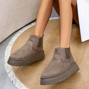 Winter Snow Boots Fashion Flat Thick-soled Cotton Shoes Round Toe Warm Plush Ankle Boot For Women